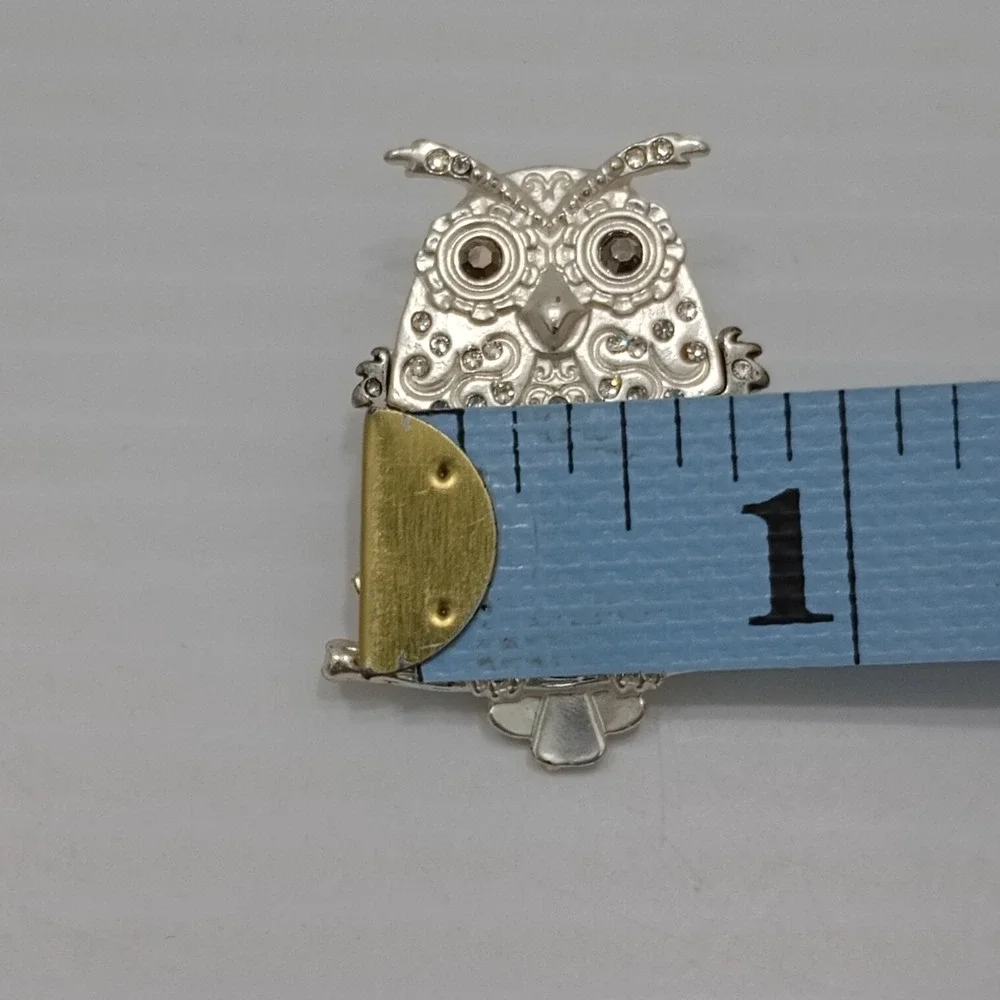 Disney Owl Brooch Rhinestone Silver Tone Crystal Pin Vtg Y2K Collectible Disney